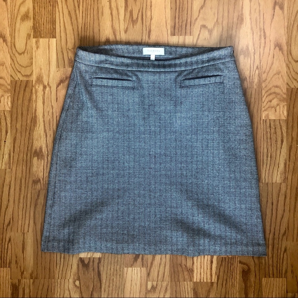 Talbots Herringbone Black and White Office Skirt